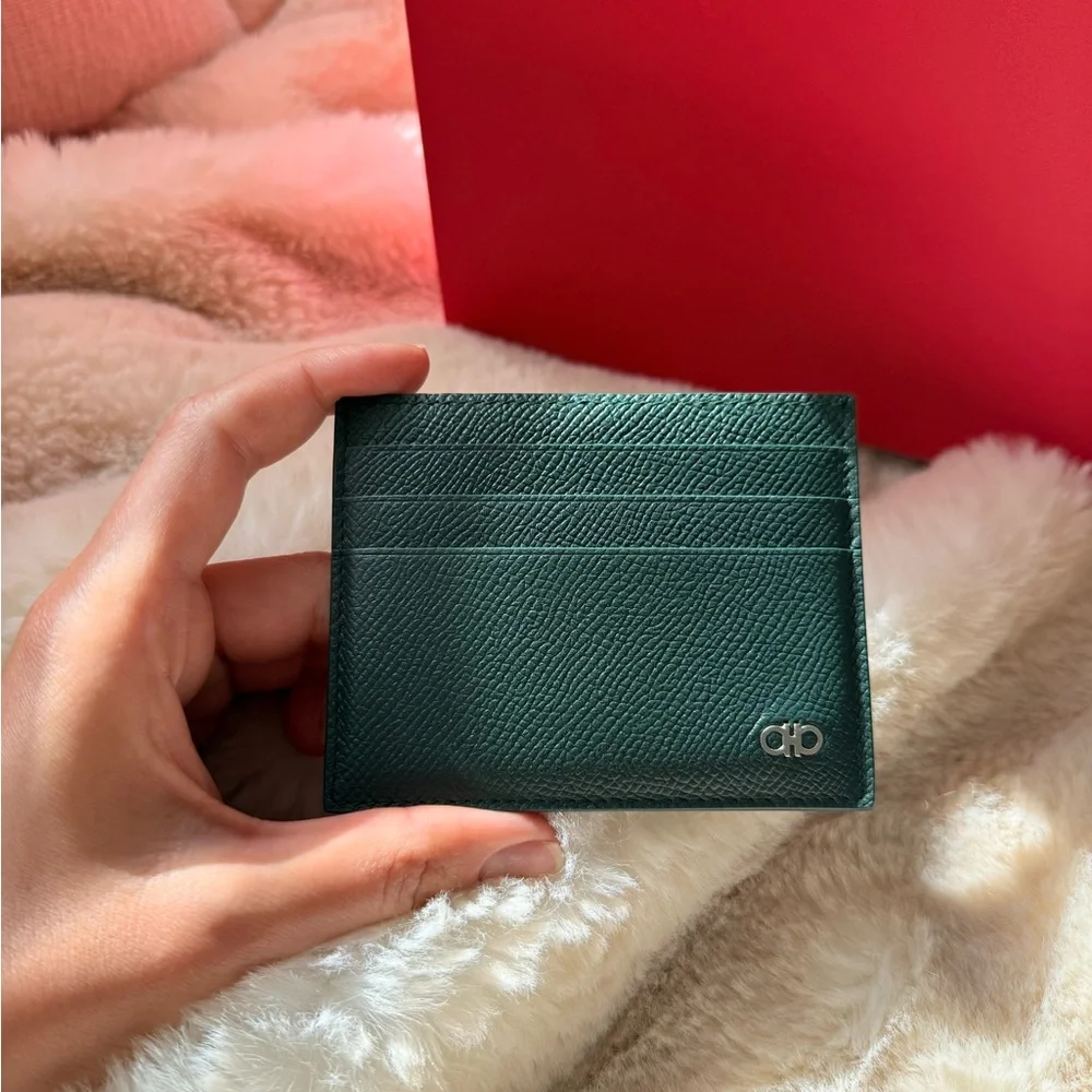 Salvatore Ferragamo Men's Moss Leather Card Holder